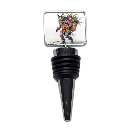 Krampus Carrying Bag Of Children Illustration Wine Bottle Stopper