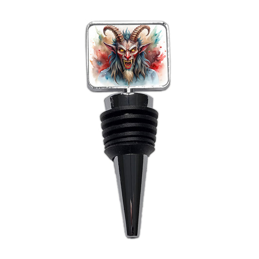 Krampus Watercolor Wine Bottle Stopper