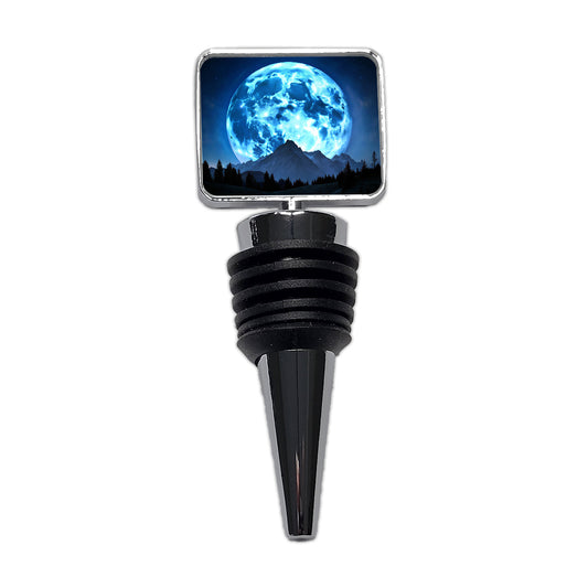 Large Blue Moon Over Mountain Range Wine Bottle Stopper