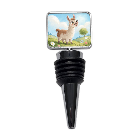 Llama Children's Illustration Style Wine Bottle Stopper