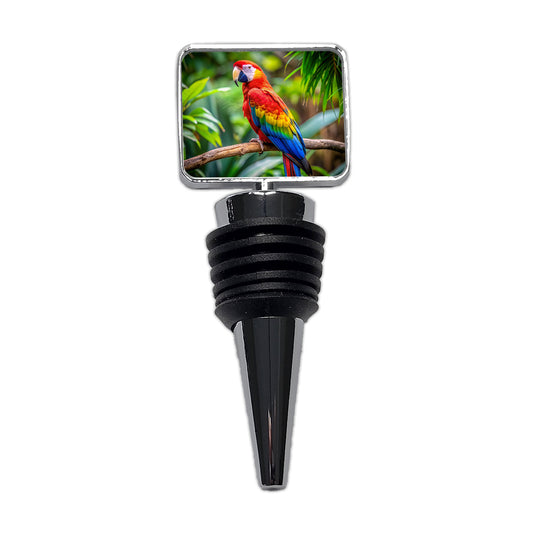 Macaw Parrot Bird On Branch Wine Bottle Stopper
