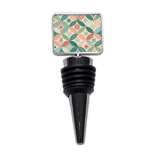 Mid-Century Flower Leaf Pattern Design Wine Bottle Stopper