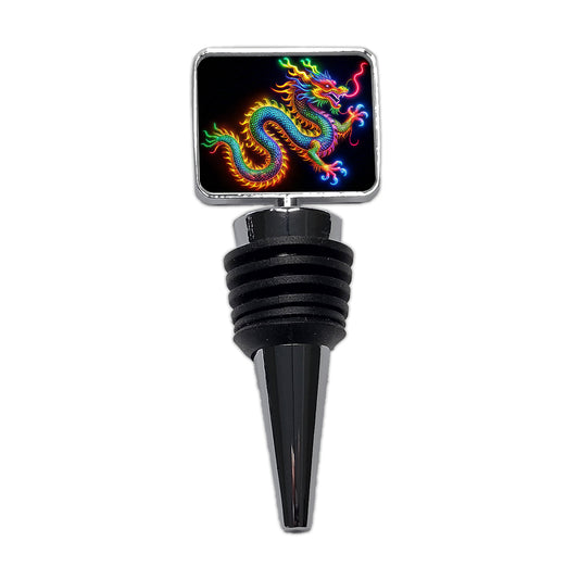 Neon Asian Dragon Wine Bottle Stopper