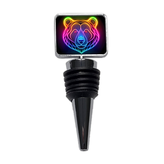 Neon Bear Face Wine Bottle Stopper