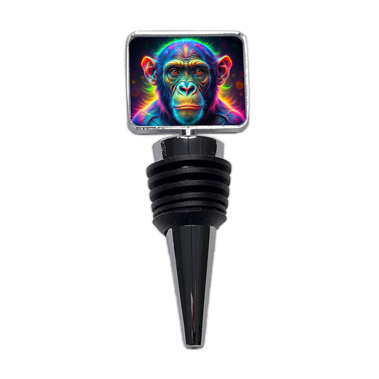 Neon Chimpanzee Monkey Wine Bottle Stopper
