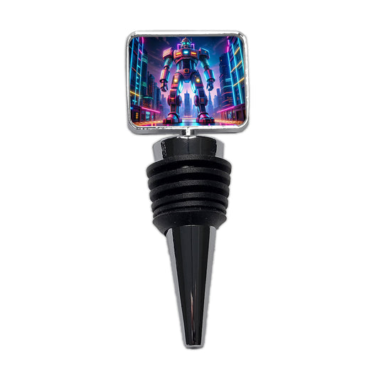Neon Giant Sci-fi Robot Wine Bottle Stopper