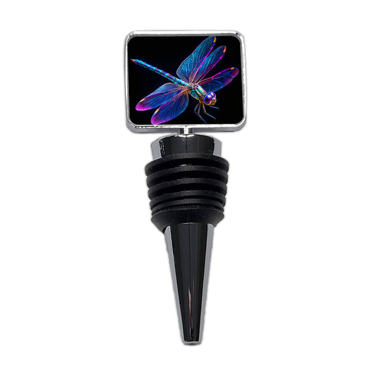 Neon Purple Blue Dragonfly Wine Bottle Stopper