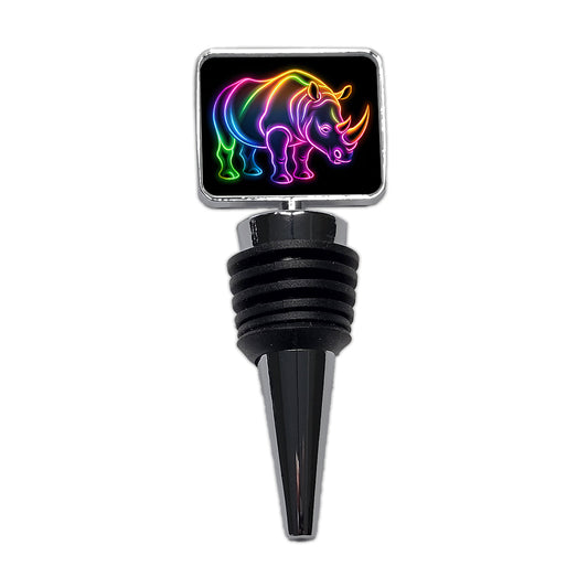 Neon Rhino Wine Bottle Stopper