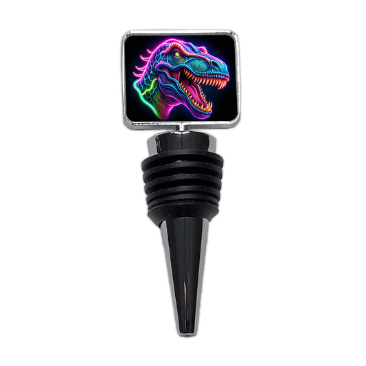 Neon T-Rex Dinosaur Head Wine Bottle Stopper