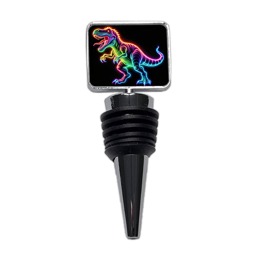 Neon T-Rex Dinosaur Wine Bottle Stopper