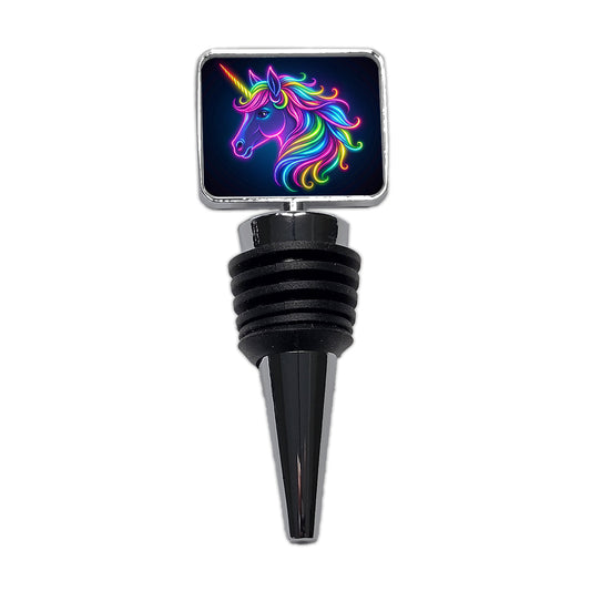 Neon Unicorn Head Fantasy Wine Bottle Stopper