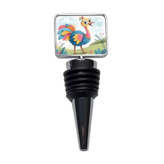 Ostrich Children's Illustration Style Wine Bottle Stopper