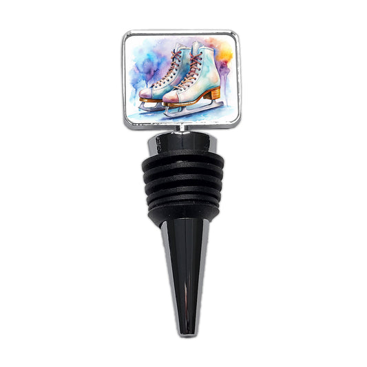 Pair Of Figure Skates Watercolor Wine Bottle Stopper
