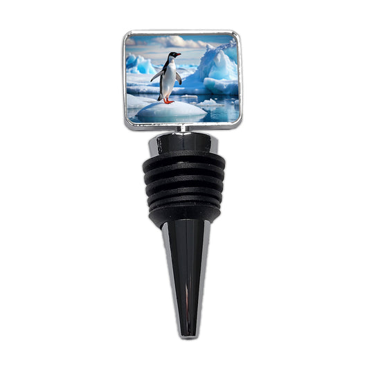 Penguin On Ice Flow Wine Bottle Stopper