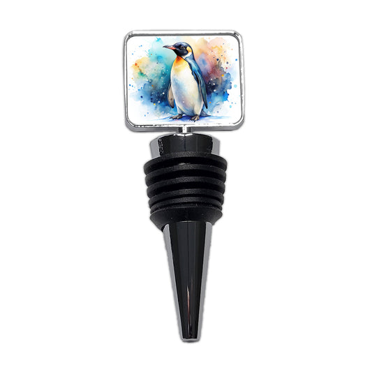 Penguin Watercolor Wine Bottle Stopper