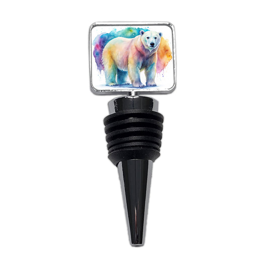 Polar Bear Watercolor Wine Bottle Stopper