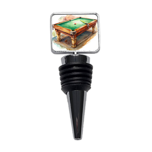 Pool Billiards Table Watercolor Wine Bottle Stopper