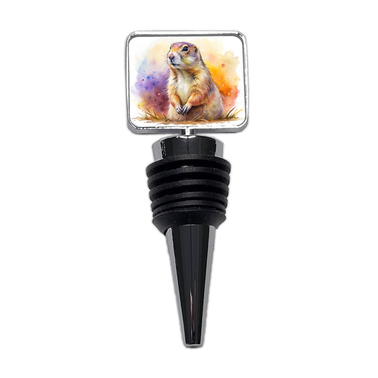 Prairie Dog Watercolor Wine Bottle Stopper