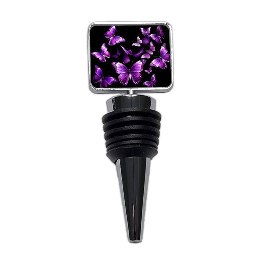 Purple Butterflies Flying Wine Bottle Stopper