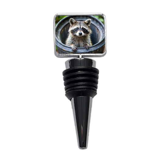 Raccoon In Barrel Trash Panda Wine Bottle Stopper
