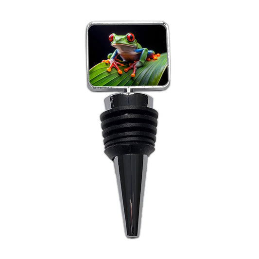 Red Eyed Tree Frog On Leaf Wine Bottle Stopper