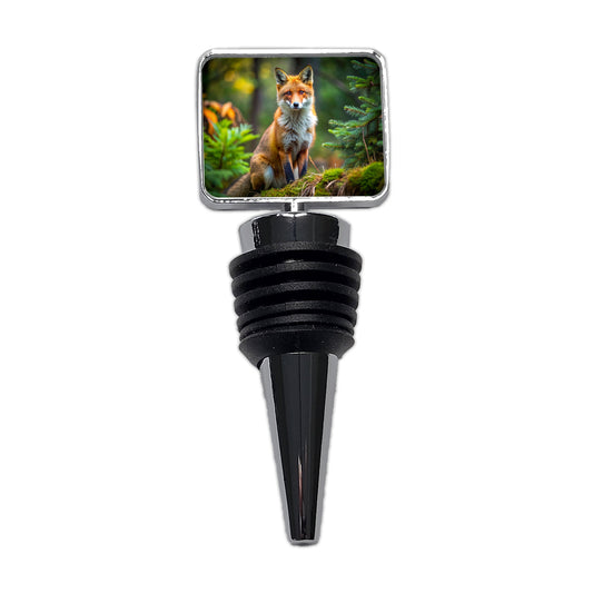 Red Fox In Forest Wine Bottle Stopper