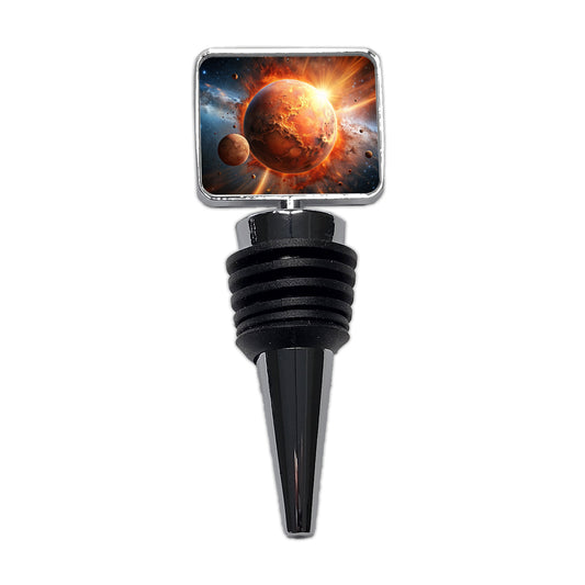 Red Planet Exploding in Space Sci-fi Wine Bottle Stopper