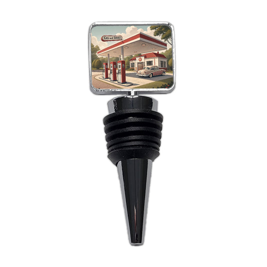 Retro Americana 1950's Gas Station Convenience Store Wine Bottle Stopper