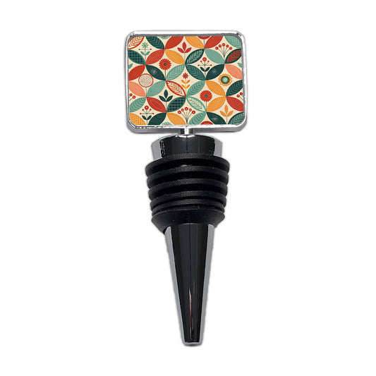 Retro Mid-Century Leaf Pattern Wine Bottle Stopper