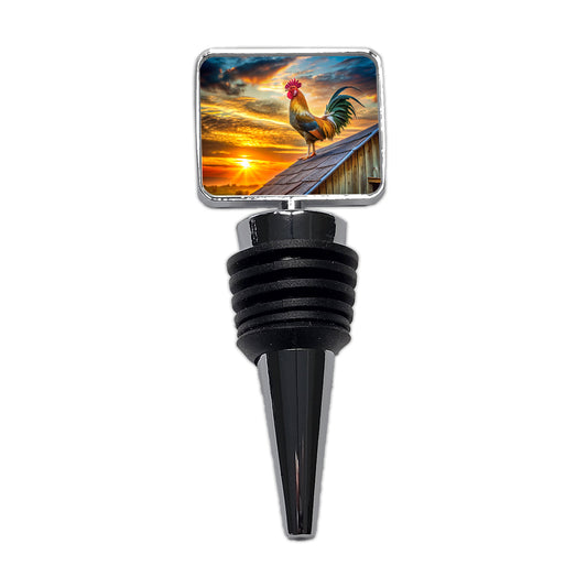Rooster on Barn Roof At Sunrise Wine Bottle Stopper