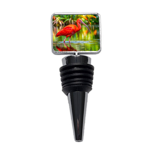 Scarlet Red Ibis Tropical Bird Wine Bottle Stopper