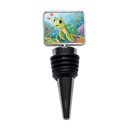 Sea Turtle Children's Illustration Style Wine Bottle Stopper