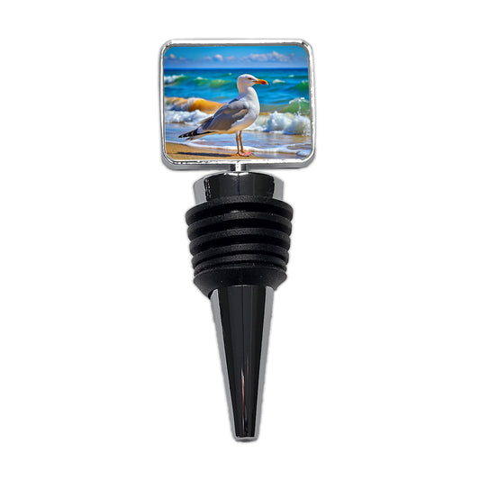Seagull On Beach Wine Bottle Stopper