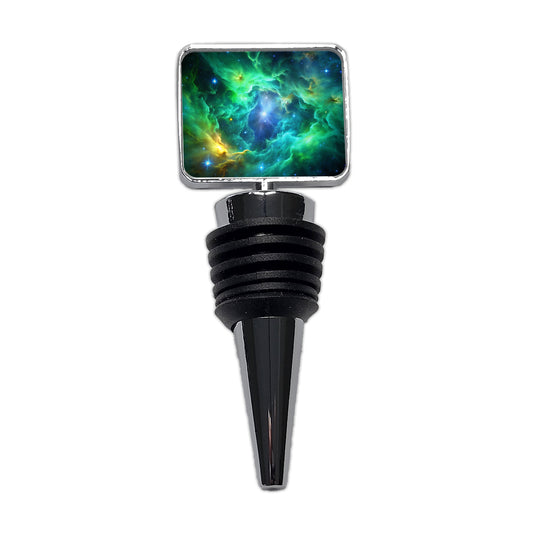 Space Galaxy Nebula Green Blue Wine Bottle Stopper