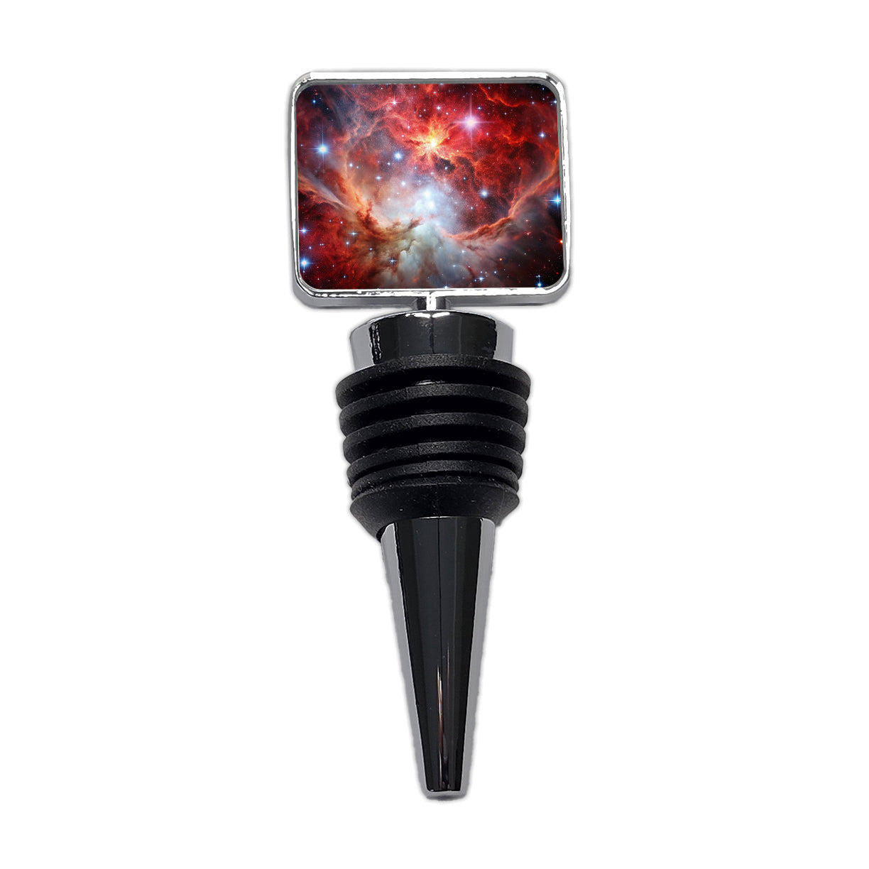Space Galaxy Nebula Red White Wine Bottle Stopper