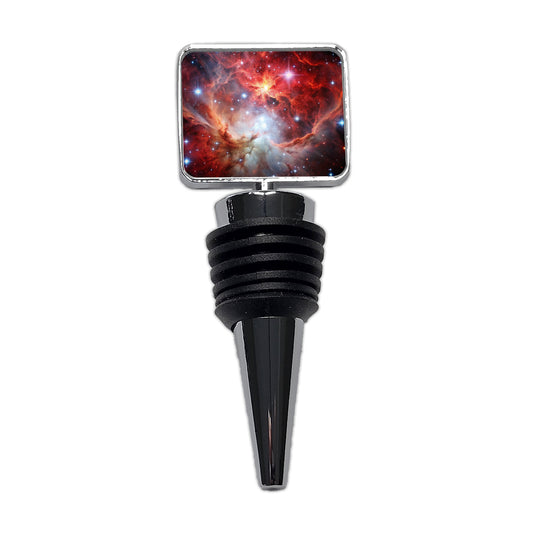 Space Galaxy Nebula Red White Wine Bottle Stopper