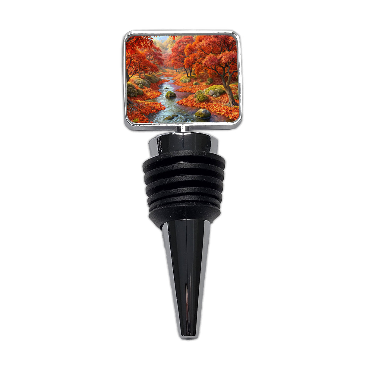 Stream and Trees in Fall Autumn Wine Bottle Stopper