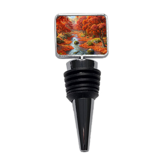 Stream and Trees in Fall Autumn Wine Bottle Stopper