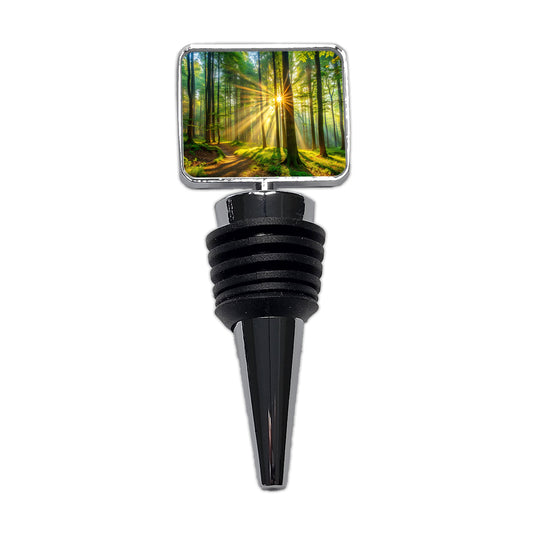 Sunlight Streaming Through Forest Trees Wine Bottle Stopper