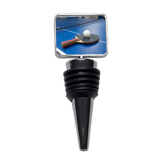 Table Tennis Ping Pong Paddle and Ball on Table Wine Bottle Stopper