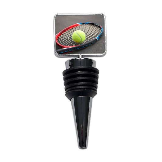 Tennis Racket and Ball Close-up Wine Bottle Stopper