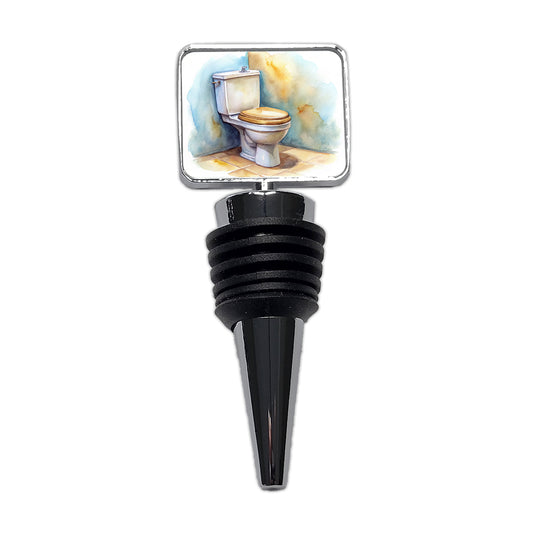 Toilet Watercolor Wine Bottle Stopper