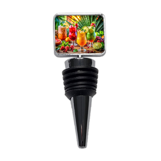 Tropical Colorful Fruity Drinks Wine Bottle Stopper