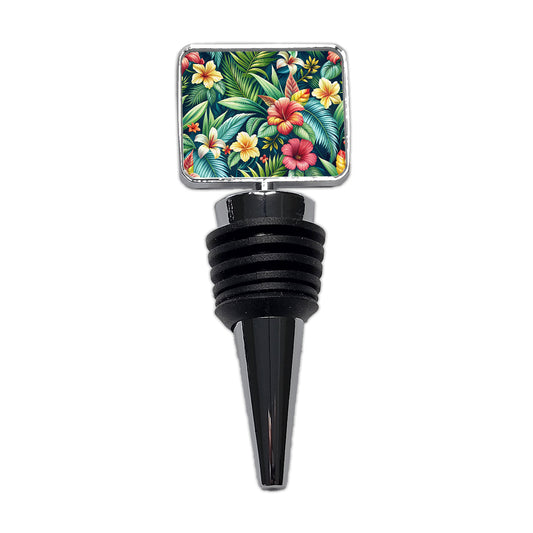 Tropical Hibiscus Pastel Floral Pattern Wine Bottle Stopper