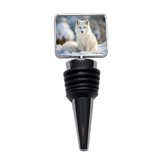 White Arctic Fox In The Snow Wine Bottle Stopper