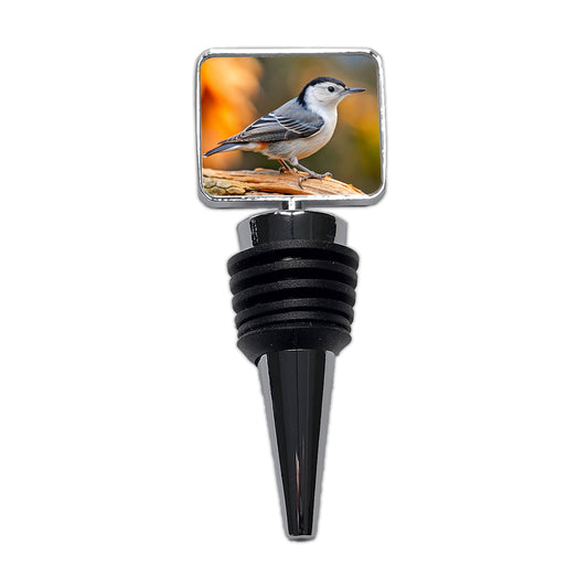 White Breasted Nuthatch Backyard Bird Wine Bottle Stopper