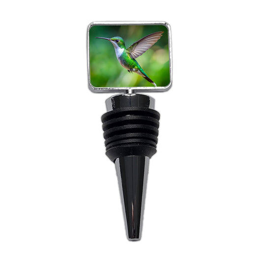 White Chested Emerald Hummingbird Backyard Bird Wine Bottle Stopper