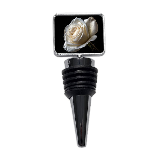 White Rose Wine Bottle Stopper