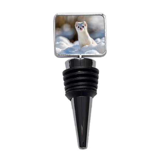 White Stoat Ermine In Snow Wine Bottle Stopper