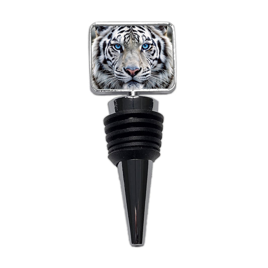 White Tiger Face Wine Bottle Stopper